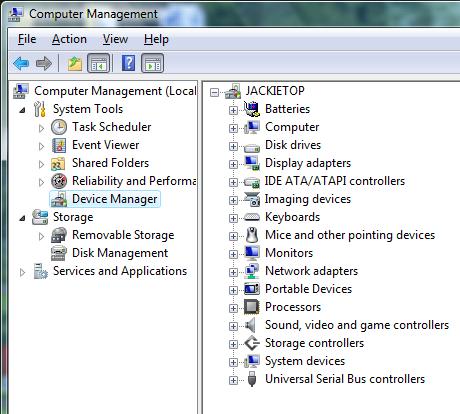Clean Device Manager on Netbook with Vista installed